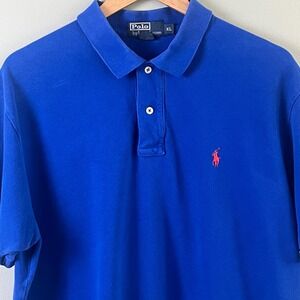 Polo By Ralph Lauren Blue Polo Short Sleeve Shirt Red Pony Cotton XL‎ Men's